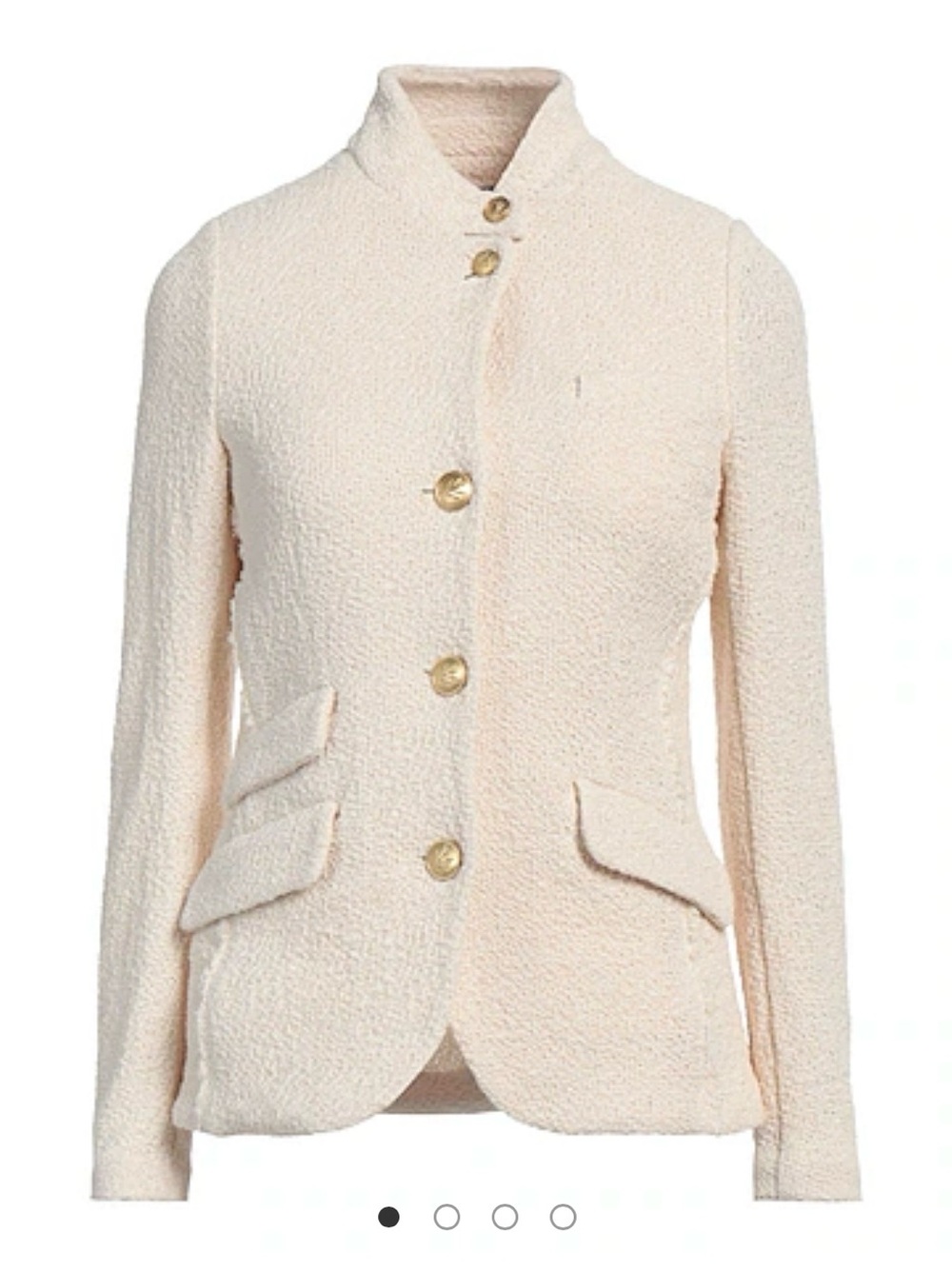 rag & bone Cream Bouclé Stand-Collar Blazer with Gold Buttons
